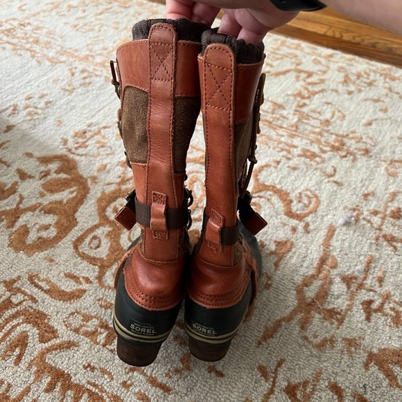 EUC Sorel Conquest Carly Tall Winter Lace Up Waterproof Boots Sz 7 - Picture 9 of 10